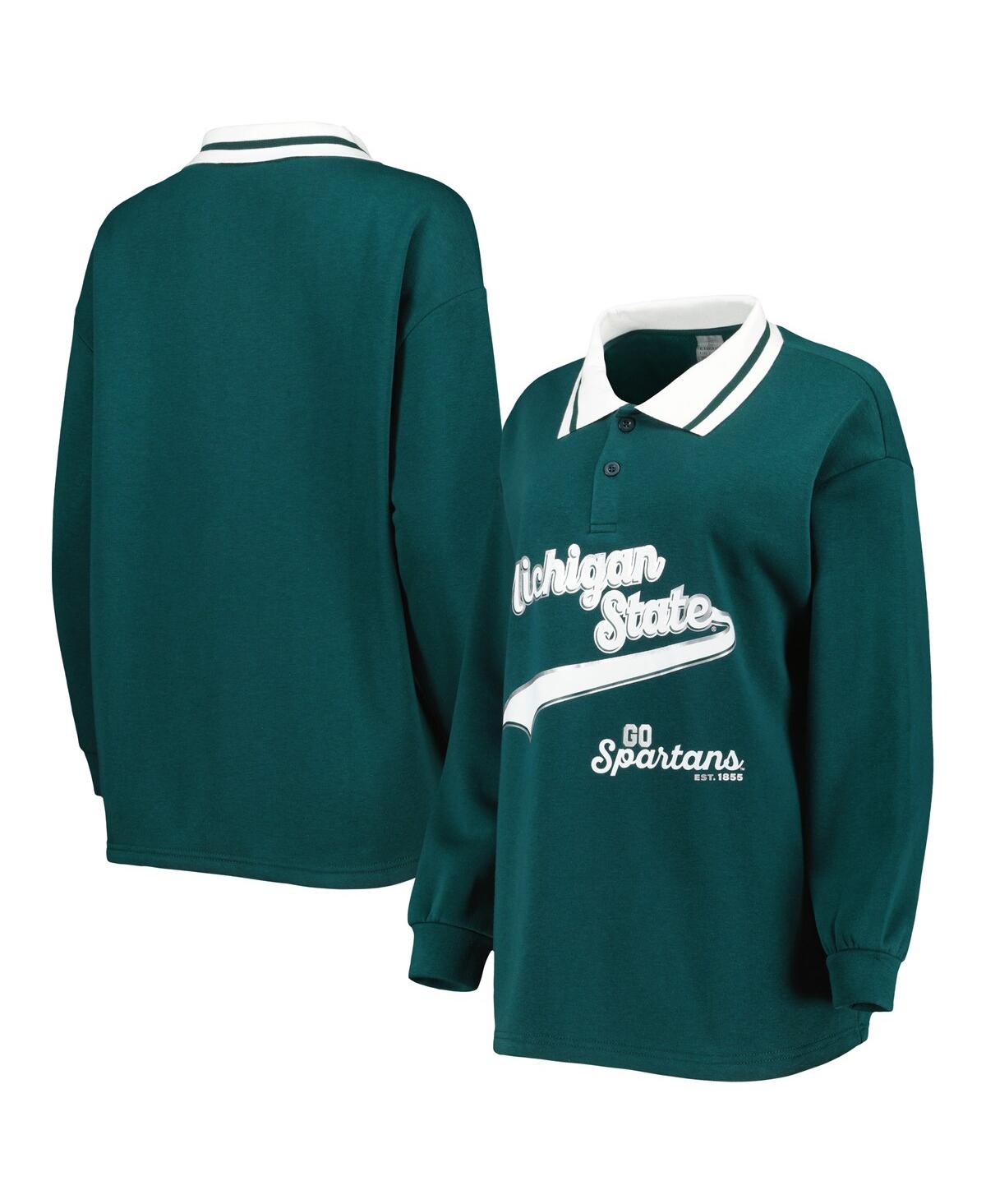 Shop Gameday Couture Women's  Green Michigan State Spartans Happy Hour Long Sleeve Polo Shirt