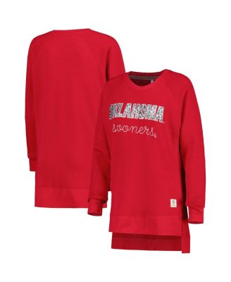 Women's Crimson Oklahoma Sooners Steamboat Animal Print Raglan Pullover Sweatshirt