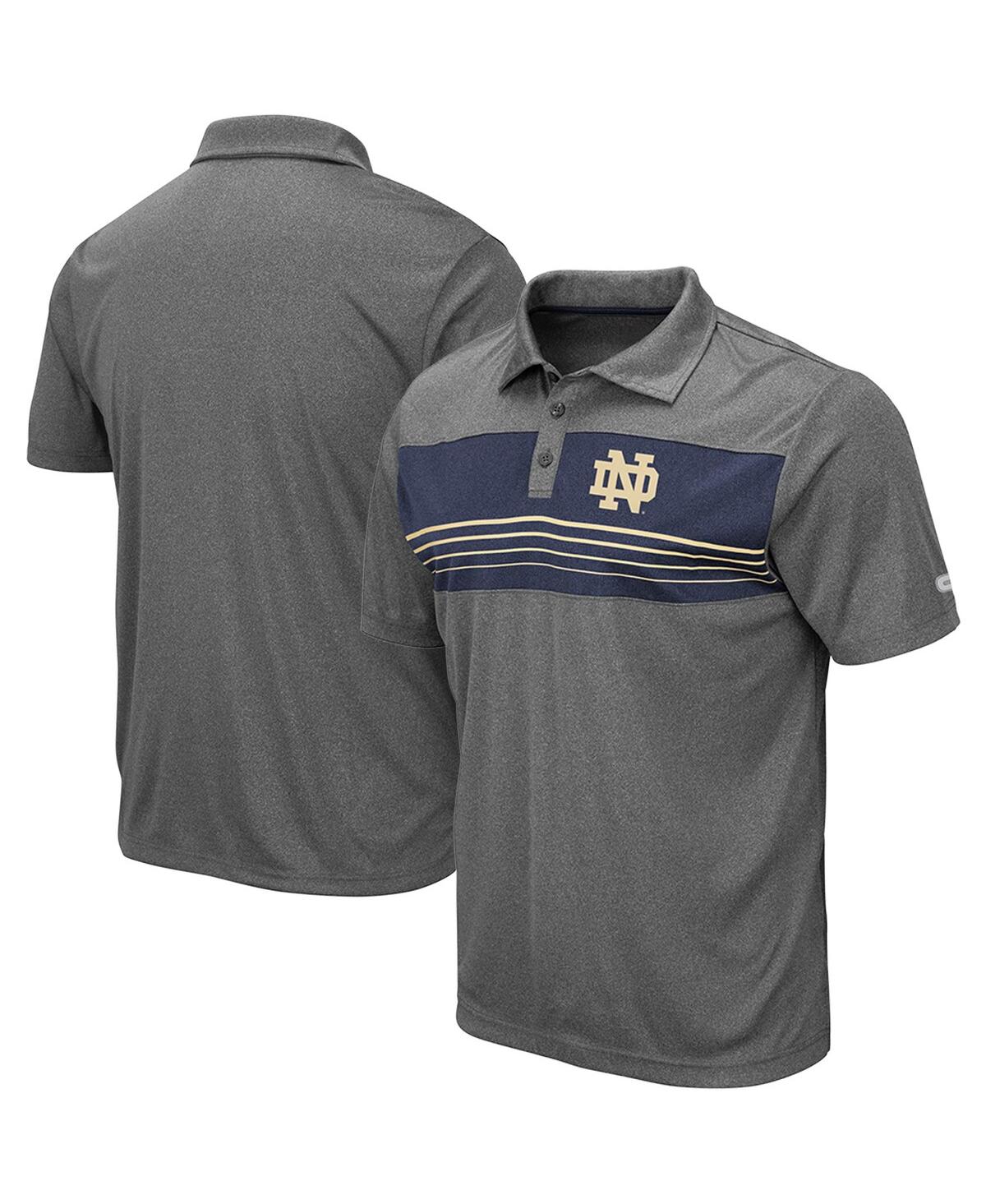 Colosseum Men's  Heathered Charcoal Notre Dame Fighting Irish Team Smithers Polo Shirt In Heathered Charcoal