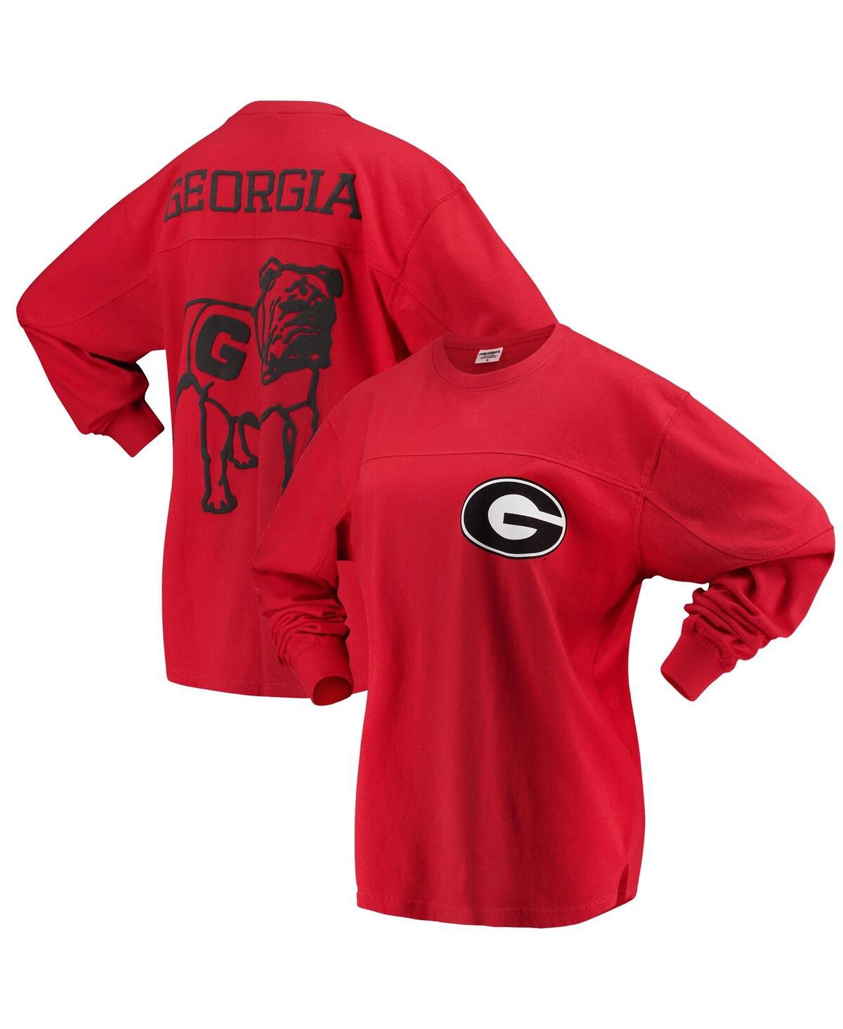 Shop Pressbox Women's  Red Georgia Bulldogs The Big Shirt Oversized Long Sleeve T-shirt