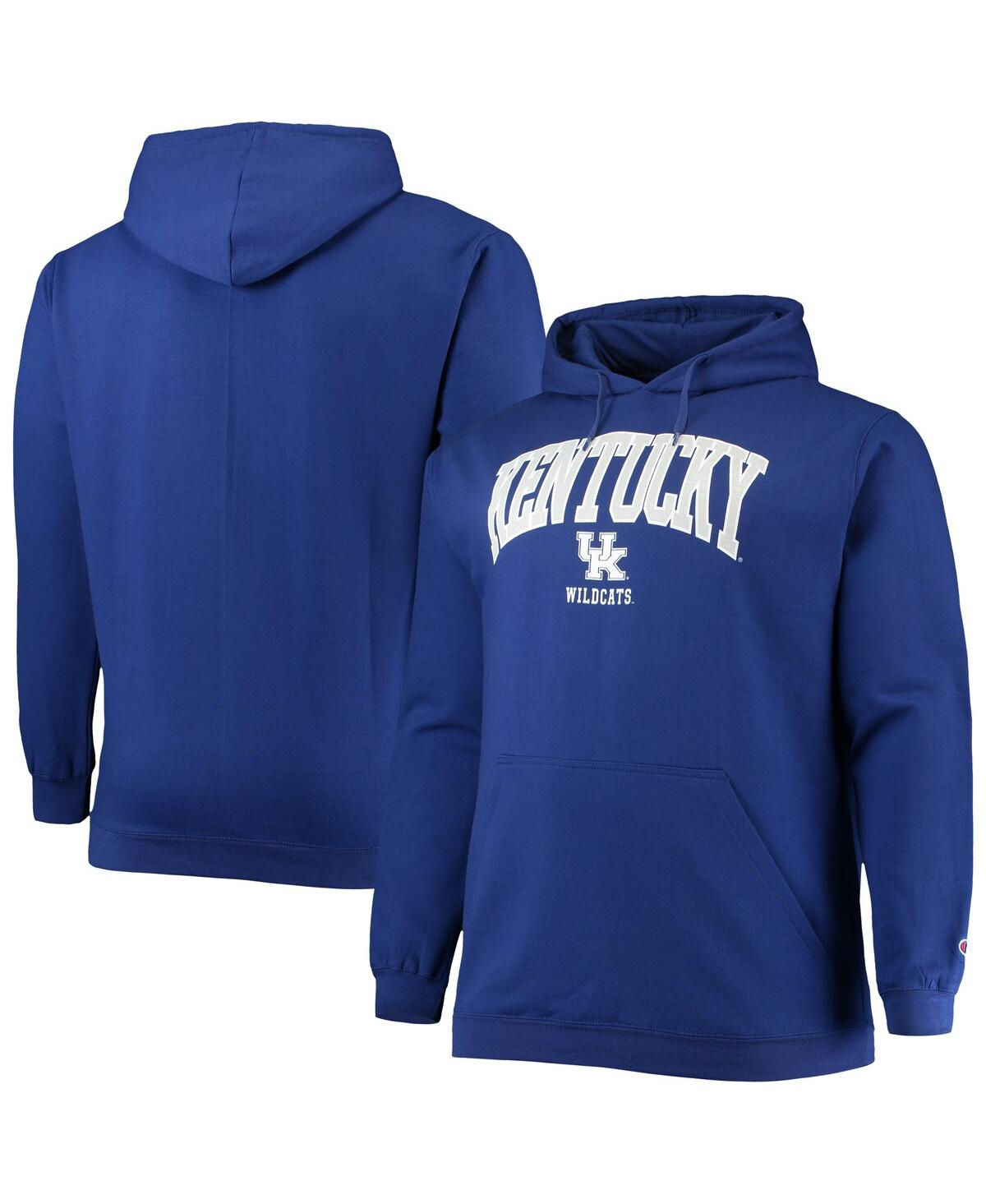 Champion Men's  Royal Kentucky Wildcats Big And Tall Arch Over Logo Powerblend Pullover Hoodie