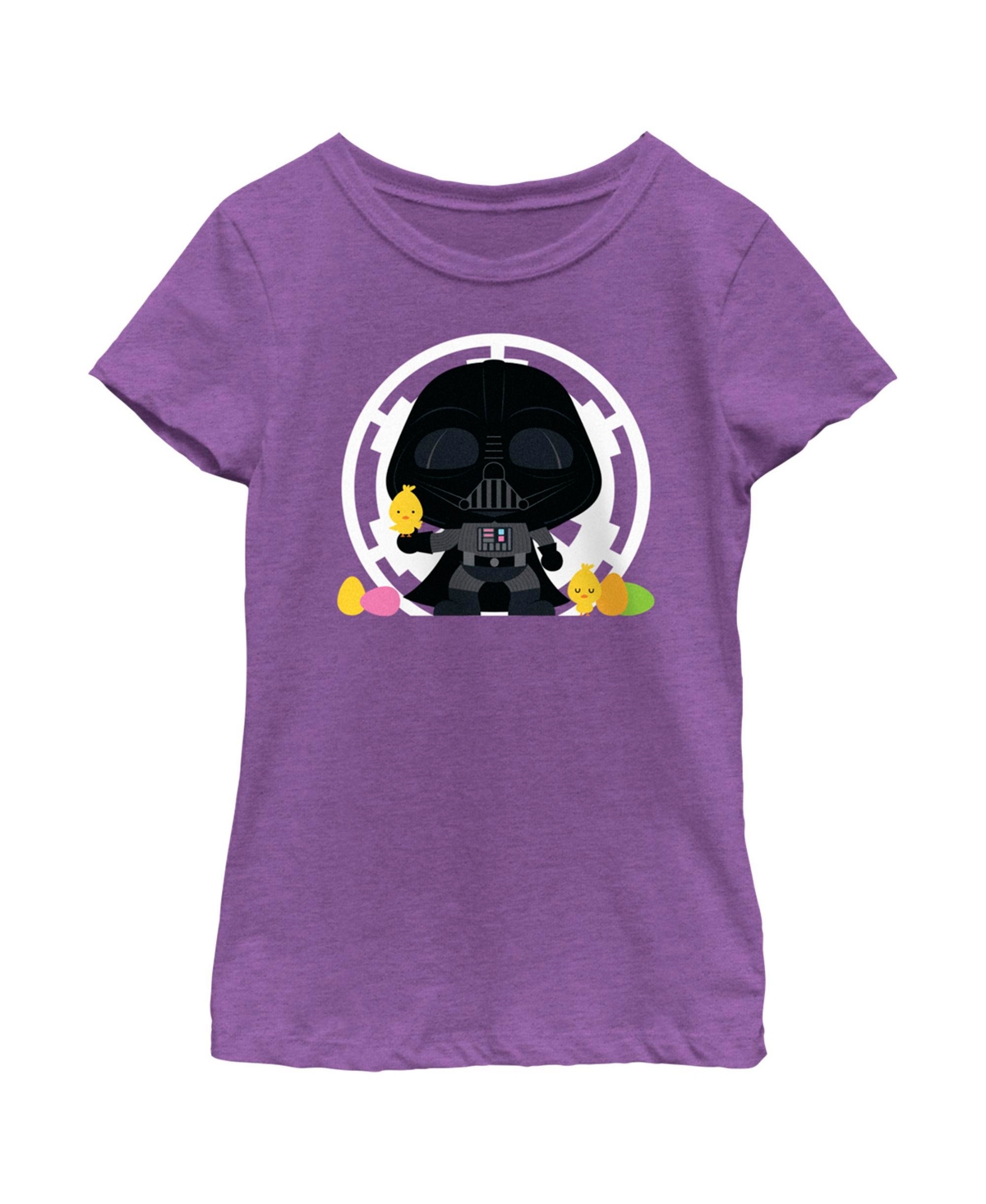 Disney Lucasfilm Girl's Star Wars Darth Vader Loves Easter And Baby Chickens Child T-shirt In Purple Berry