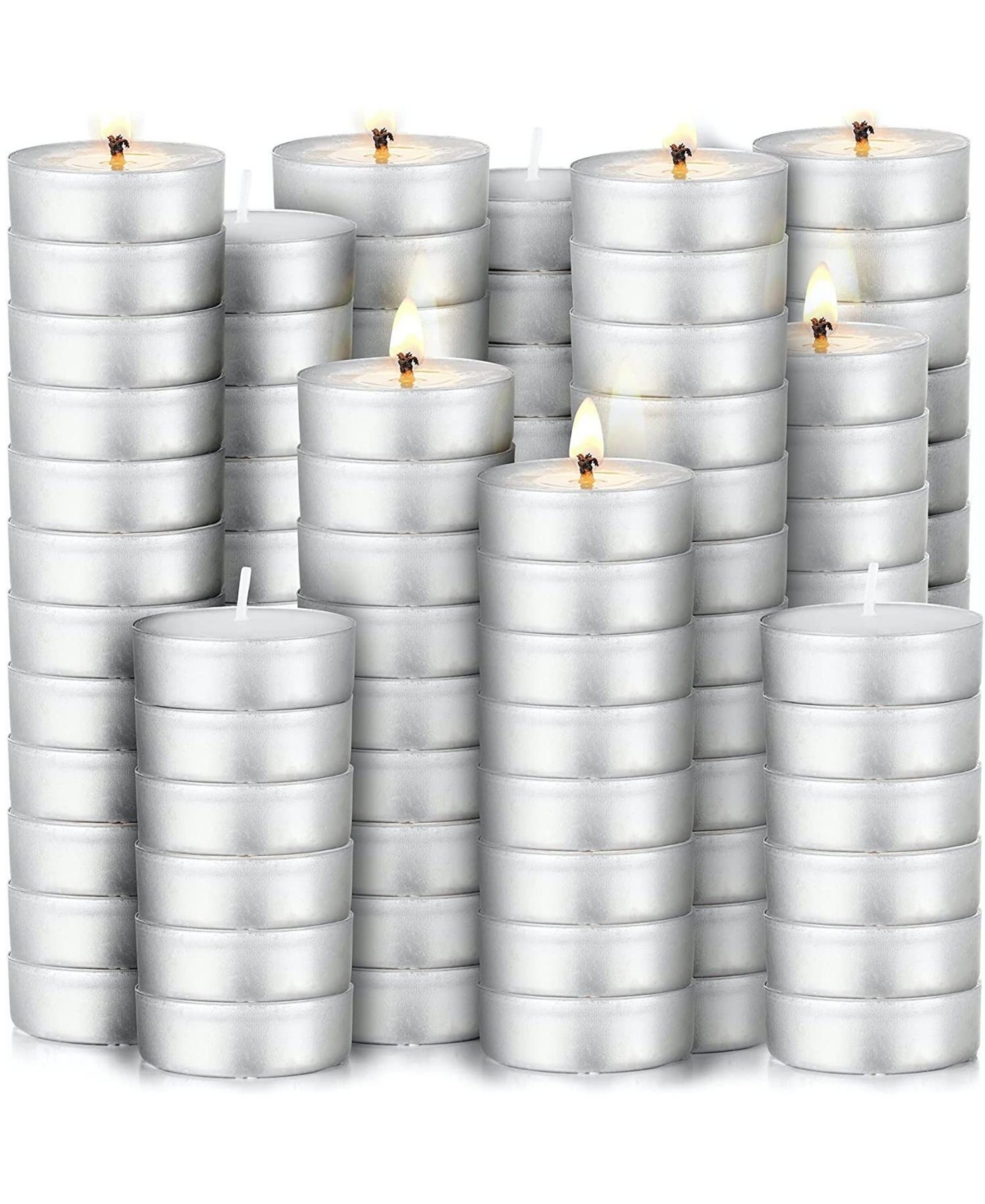 150 Pack Smokeless Unscented Long Burning Tea Lights Candles for Home - White