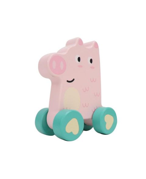Детская игрушка Leo & Friends Wooden Rolling Pig Vehicle Toy, цвет: Assorted Pre-Pack