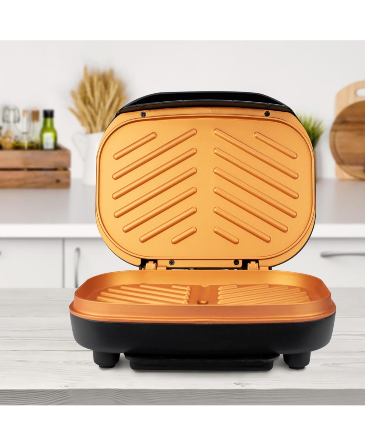 Brentwood Appliances Brentwood Ts-606BK 2-Serving Non-Stick 750w Indoor Electric Copper Grill and Panini Press - Black