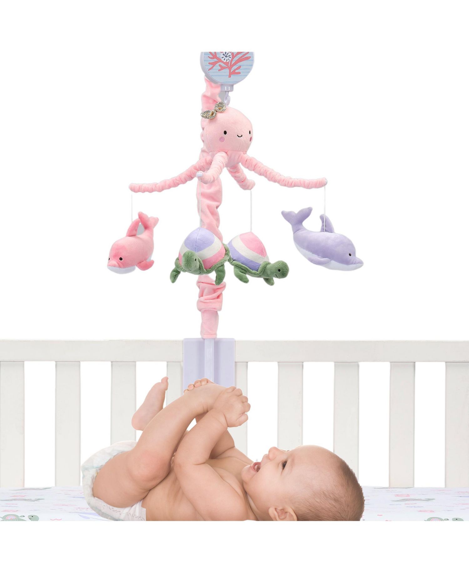 Lambs and Ivy Sea Dreams Dolphin/Turtle Musical Baby Crib Mobile Soother Toy