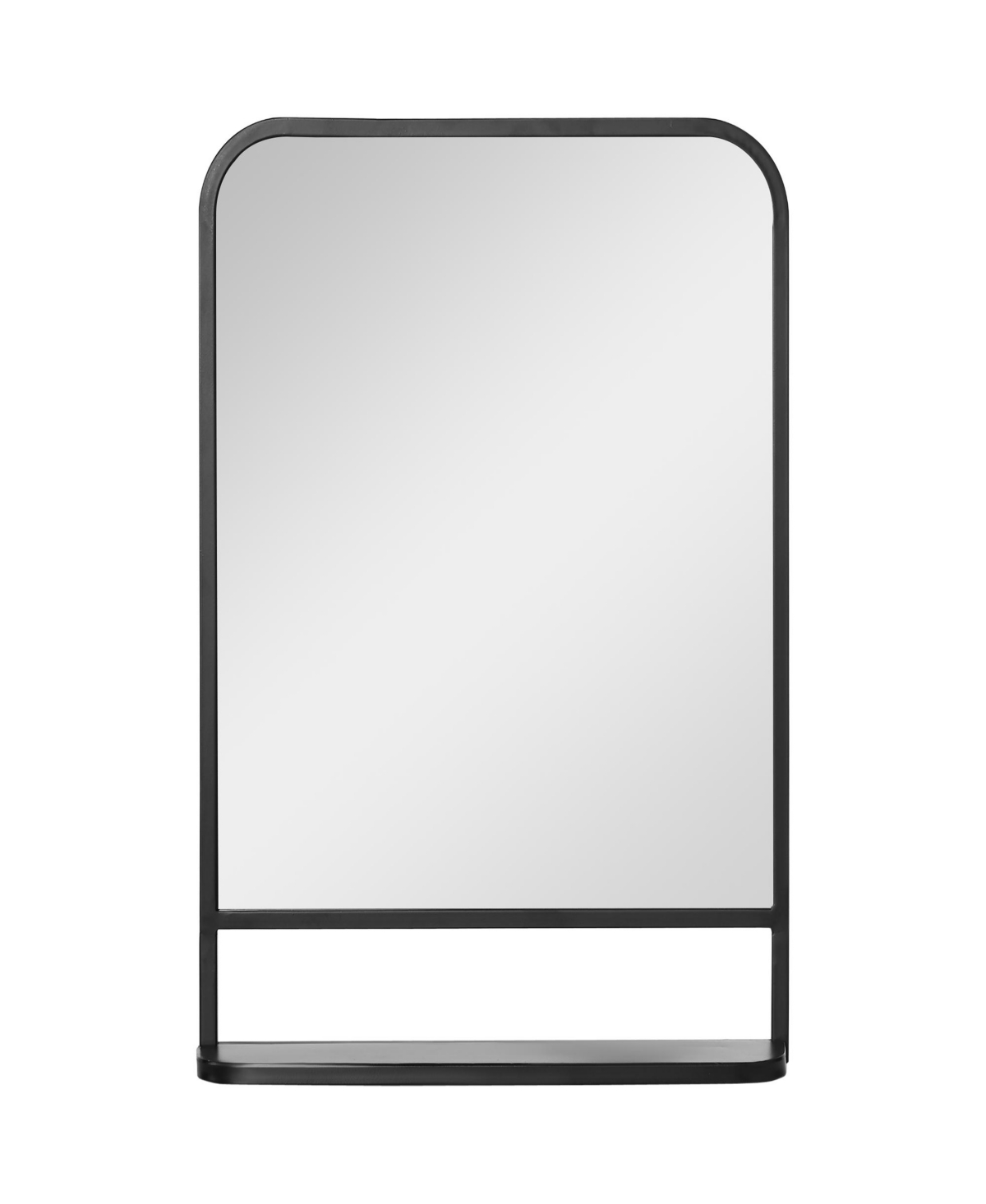 34" x 21" Rectangle Modern Wall Mirror with Storage Shelf, Mirrors for Wall in Living Room, Bedroom, Black - Black