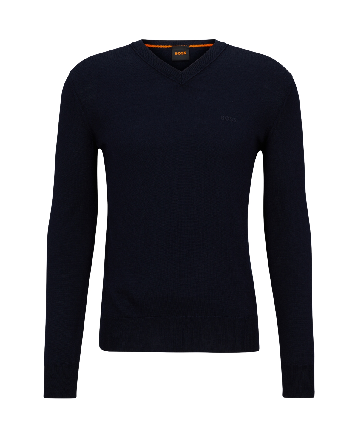 Boss by Hugo Boss Men's Regular-Fit Wool V-Neck Sweater, Created for Macy's - Dark Blue