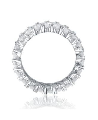 RA White Gold Plated  Clear Cubic Zirconia Band Ring