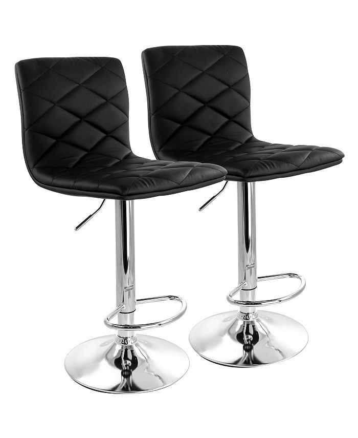 Elama 2 Piece Adjustable Diamond Tufted Faux Leather Bar Stool Macy's