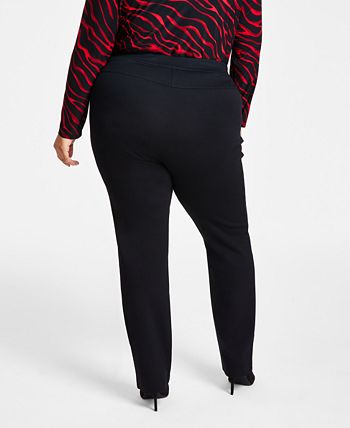I.N.C. International Concepts Plus Size High Rise Pull-On Straight-Leg Pants,  Created for Macy's - Macy's