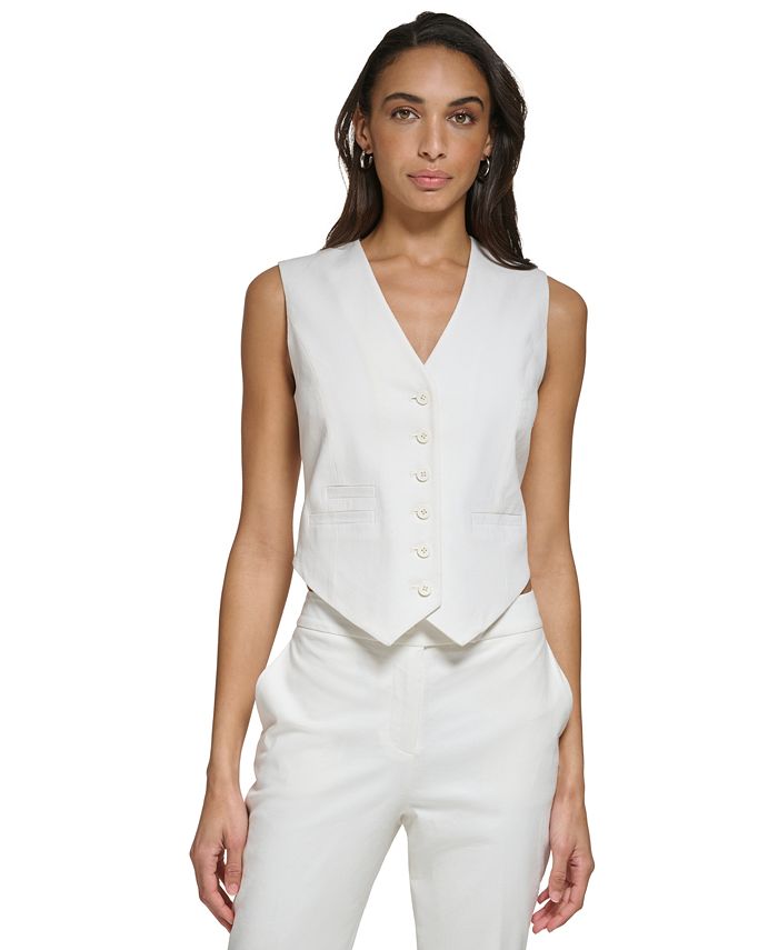 Calvin Klein Women's Linen-Blend Vest - Macy's