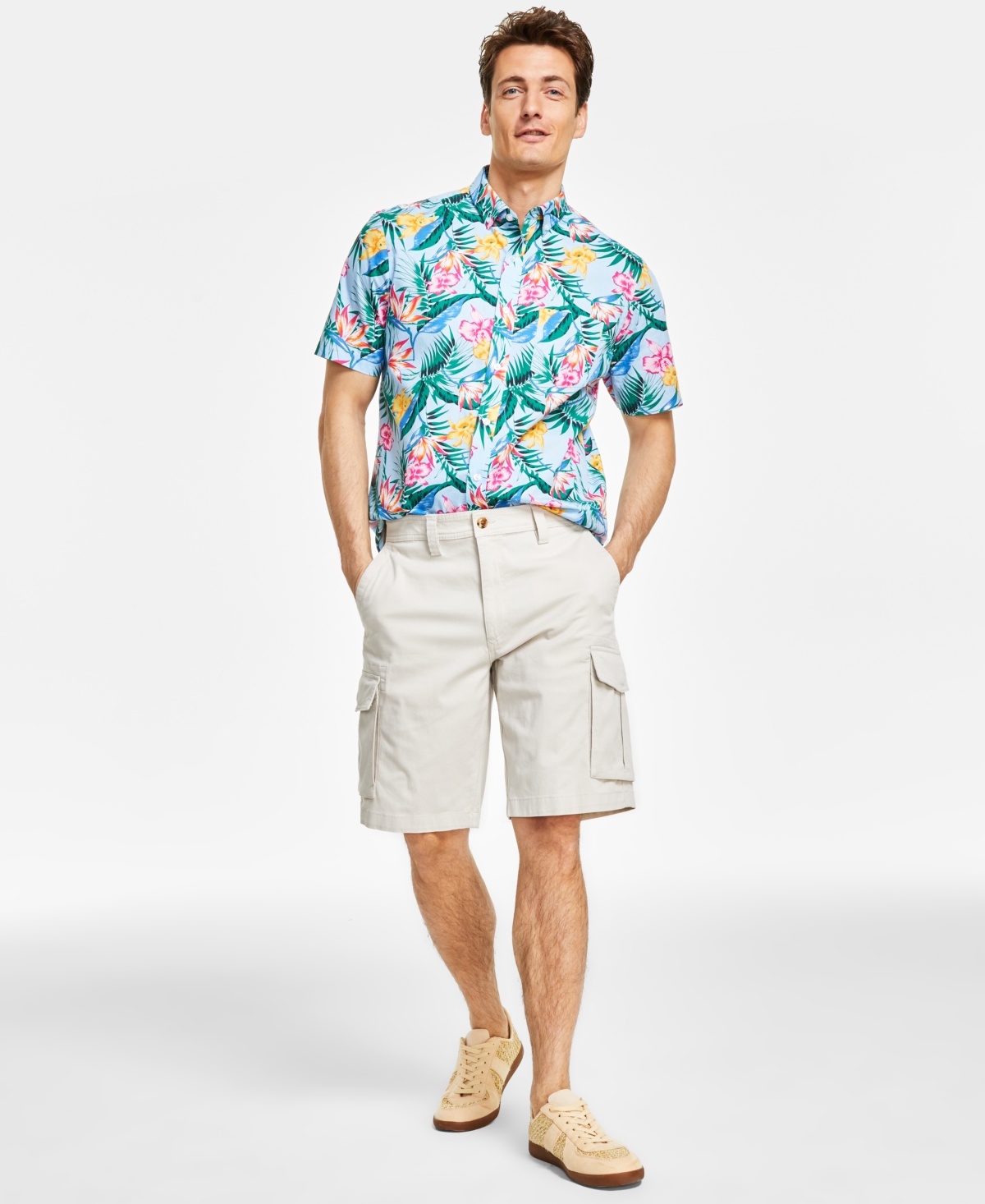 Men's Stretch Cargo Shorts, Created for Macy's - Officer Navy
