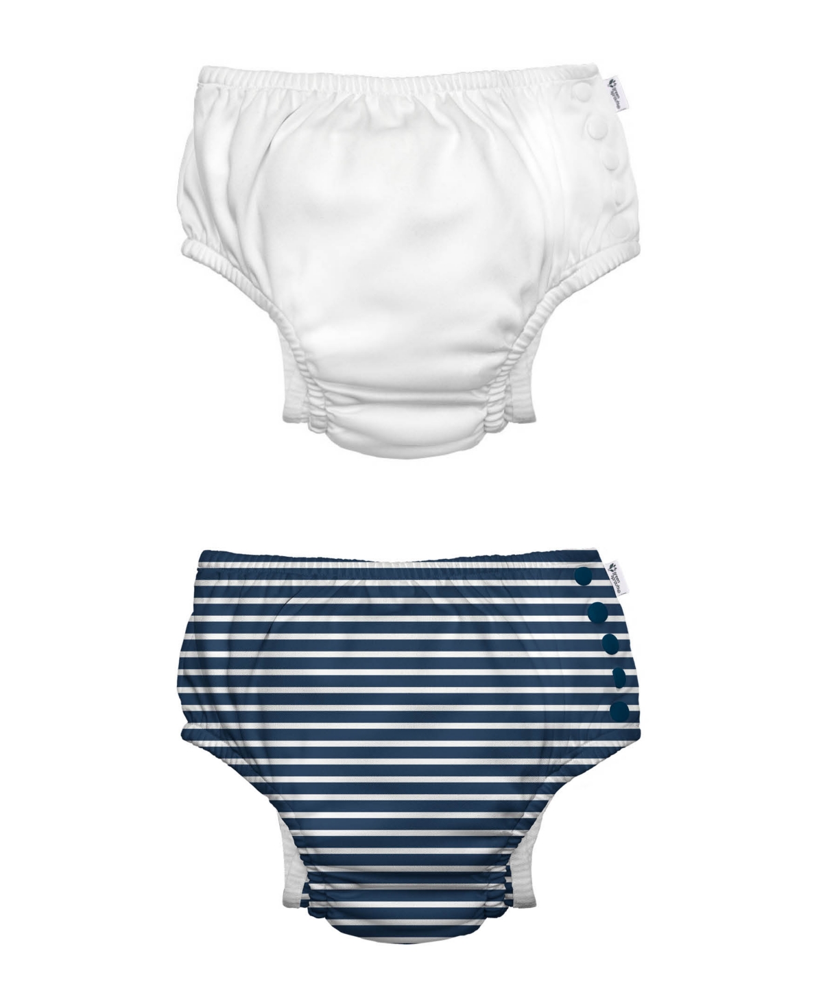 Green Sprouts Toddler Boys Or Toddler Girls Snap Swim Diaper, Pack Of 2 In Navy Stripe