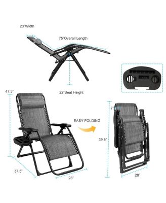 Zero Gravity Chair Oversize Lounge Chair Patio Heavy Duty Folding Recliner