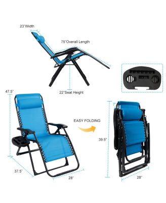 Zero Gravity Chair Oversize Lounge Chair Patio Heavy Duty Folding Recliner