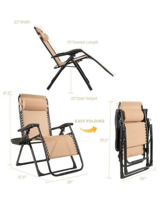 Zero Gravity Chair Oversize Lounge Chair Patio Heavy Duty Folding Recliner
