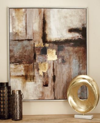 Canvas Abstract Framed Wall Art with Silver-Tone Frame, 40" x 1" x 40"