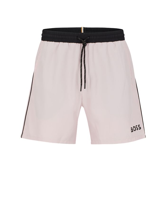 Hugo Boss Men's Contrast-Logo Swim Shorts - Macy's