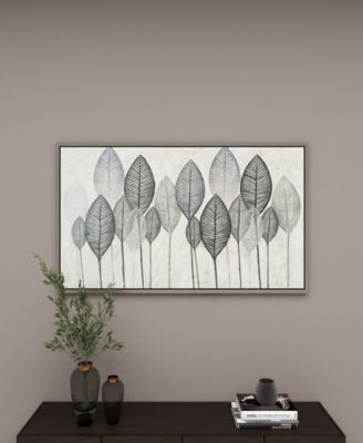 Canvas Leaf Framed Wall Art with Silver-Tone Frame, 55" x 1" x 27"