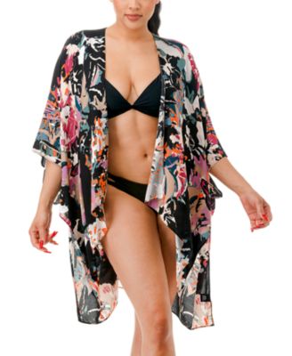 Abstract Print Kimono Cover Up