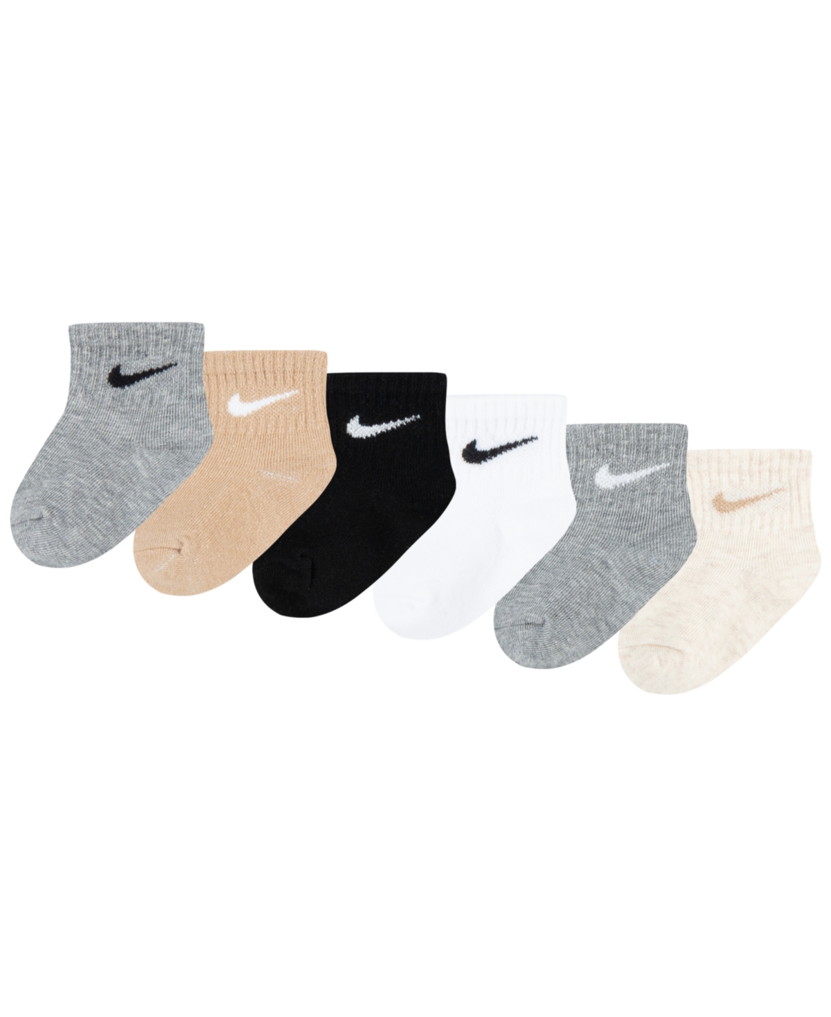 Nike Baby Boys Or Baby Girls Assorted Ankle Socks, Pack Of 6 In Dark Gray Heather,black