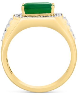 EFFY&reg; Men's Emerald (3 ct. t.w.) & Diamond (1/2 ct. t.w.) Ring in 14k Gold
