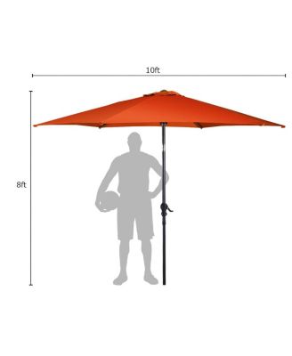 10FT Patio Umbrella Sunshade Market Steel Tilt W/ Crank Outdoor Yard Garden