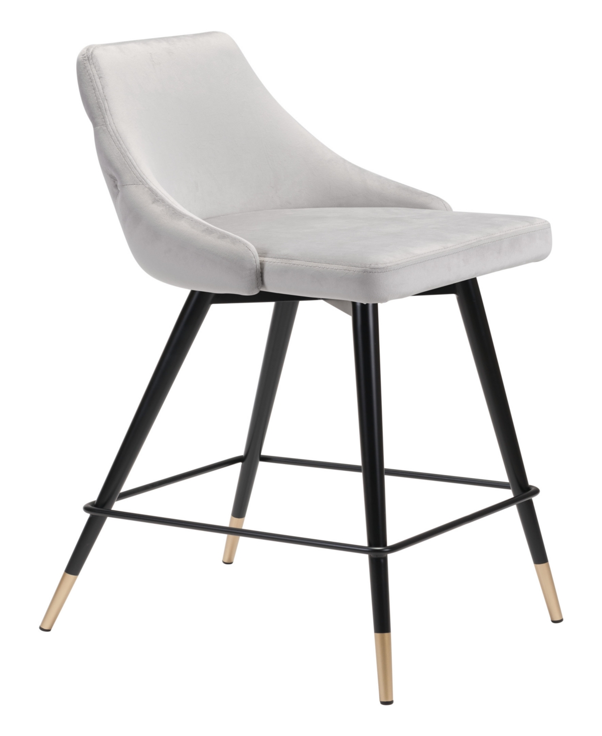 Zuo Steel, Polyester Piccolo Pencil Legs Counter Chair - Black and Gold