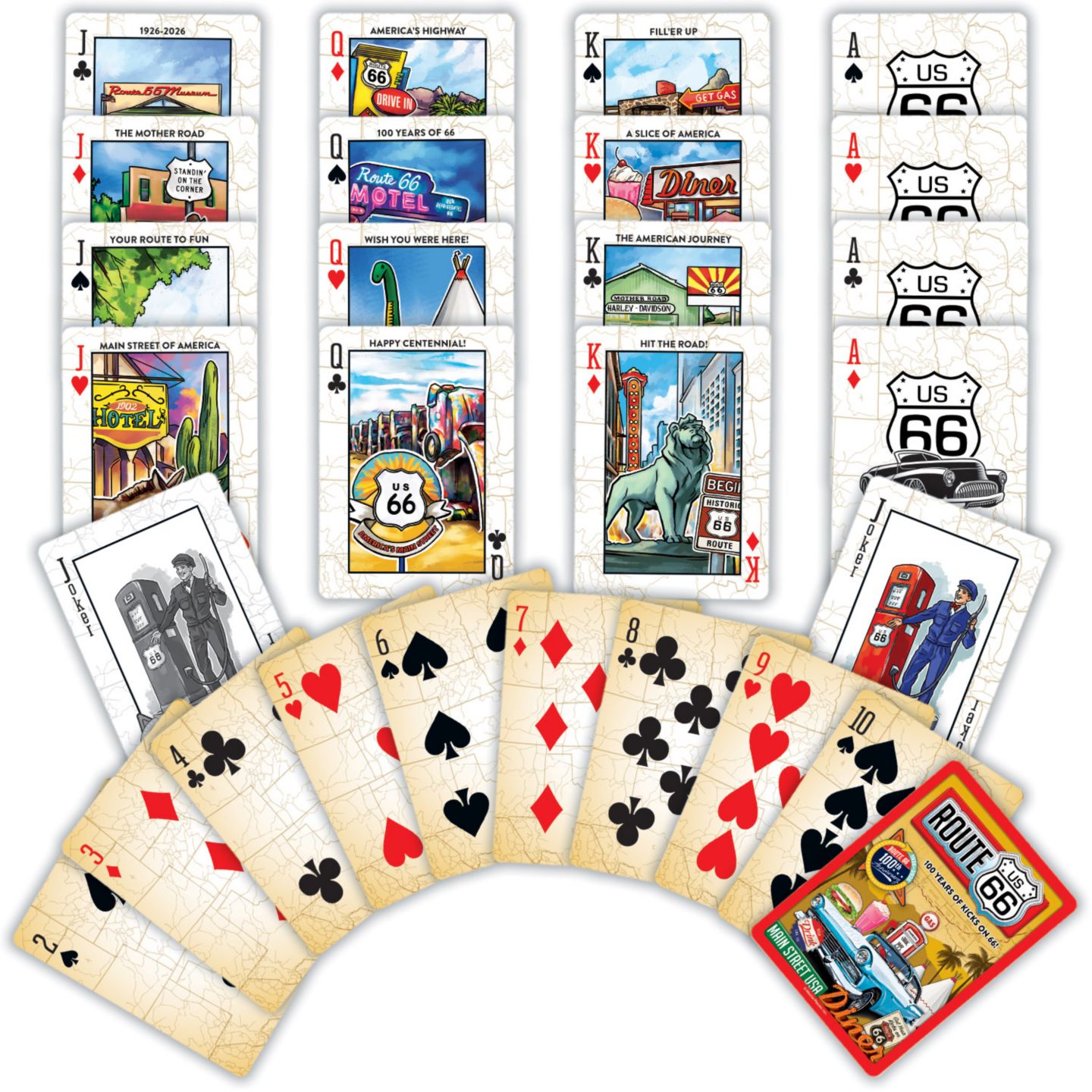 Детская игрушка MasterPieces Puzzles Route 66 Standard 54-Card Deck, Ages 4+, цвет: Разноцветный — фото 3