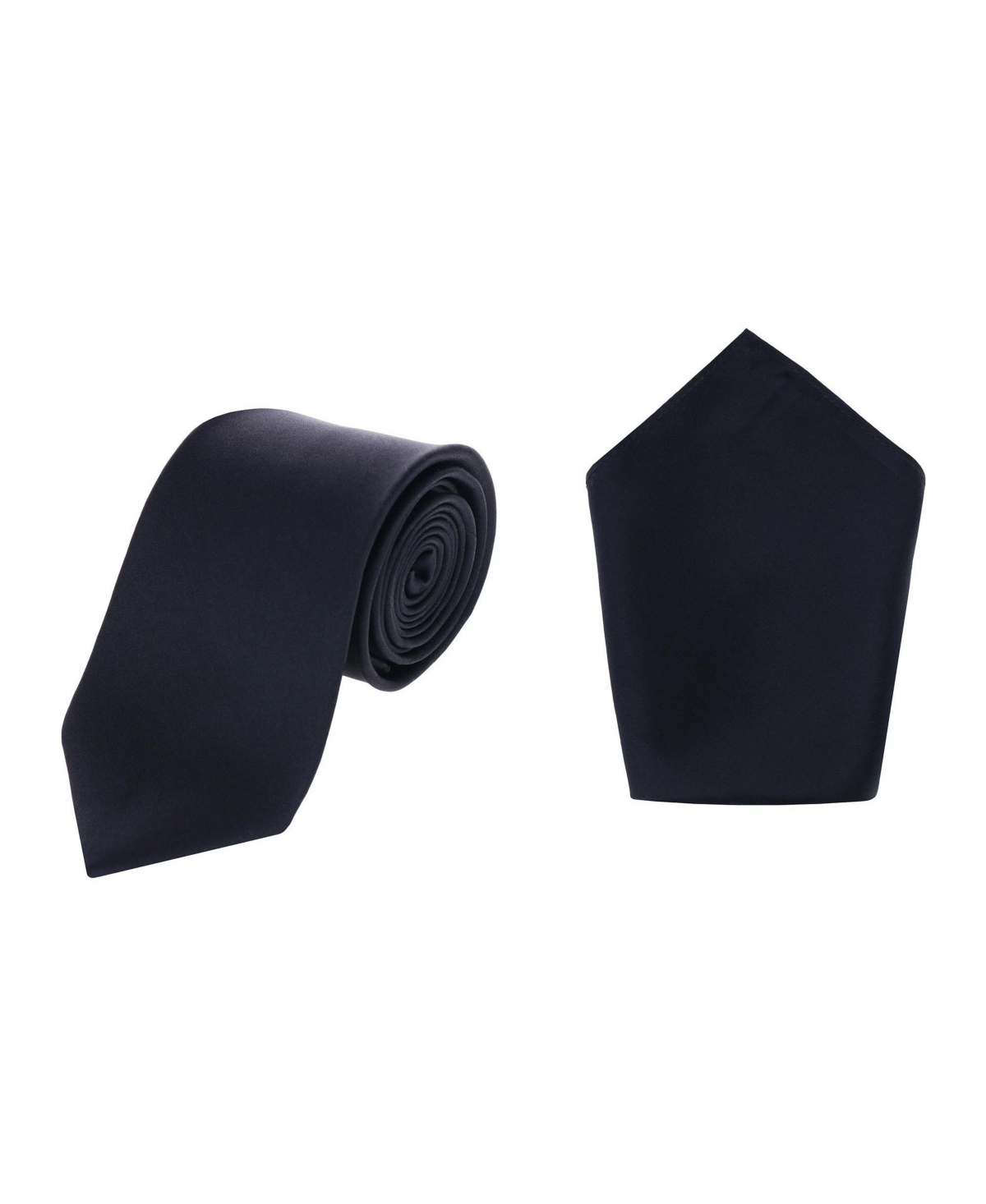 Trafalgar Sutton Solid Color Silk Necktie And Pocket Square Combo In Black