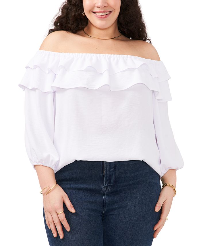 Vince Camuto Plus Size Ruffled Off-The-Shoulder Top - Macy's