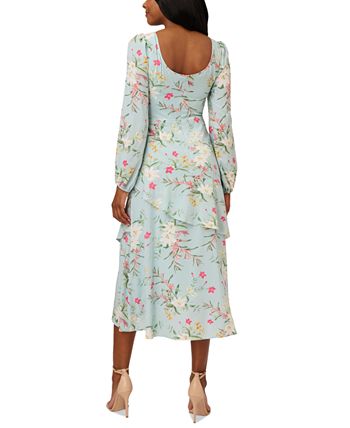 Adrianna Papell Women's Floral-Print Tiered Ruffled Dress - Macy's