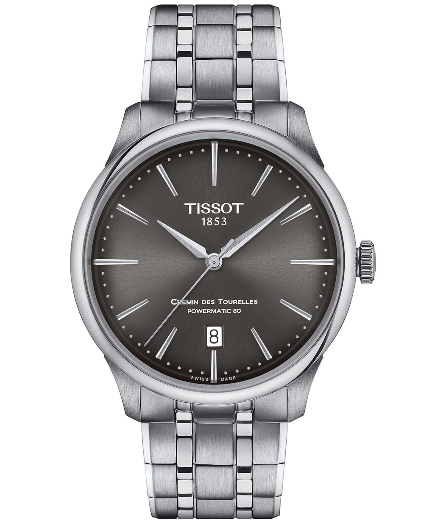 Часы Tissot Unisex Swiss Automatic Chemin des Tourelles Powermatic 80 Stainless Steel Bracelet Watch 39mm — фото 1