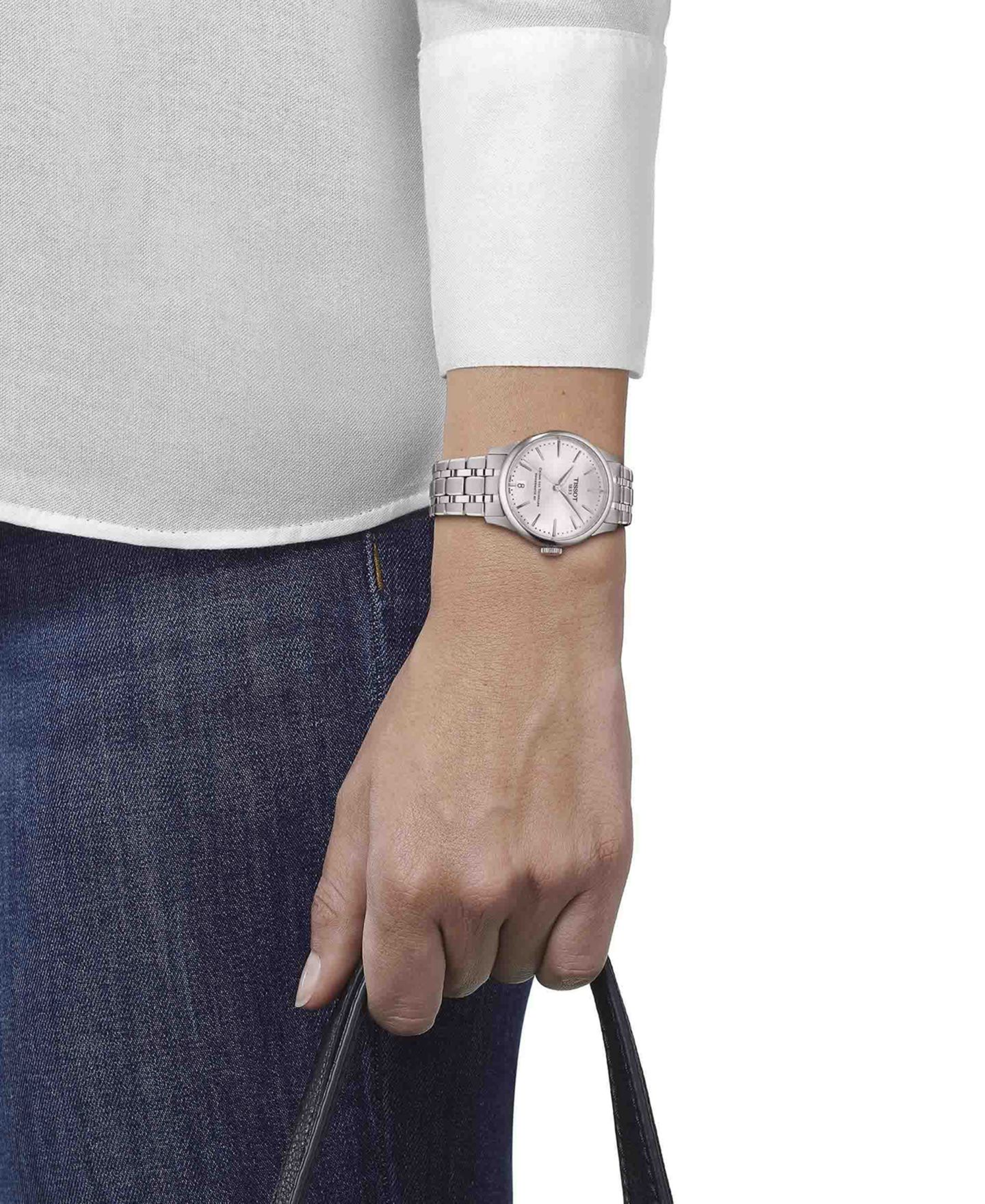 Женские часы Tissot Swiss Automatic Chemin des Tourelles Powermatic 80 Stainless Steel Bracelet Watch 34mm — фото 5