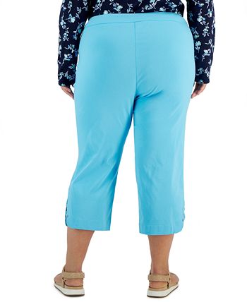 JM Collection Plus Size Lattice-Hem Capri Pants, Created for Macy's ...