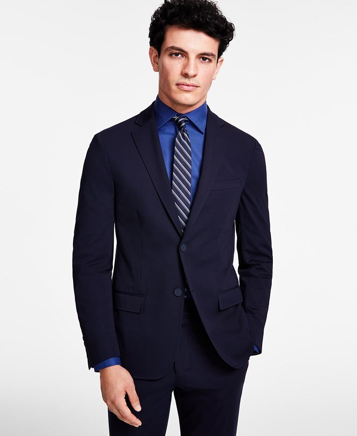 Calvin Klein Men's Slim-Fit Stretch Solid Knit Suit Jacket - Macy's