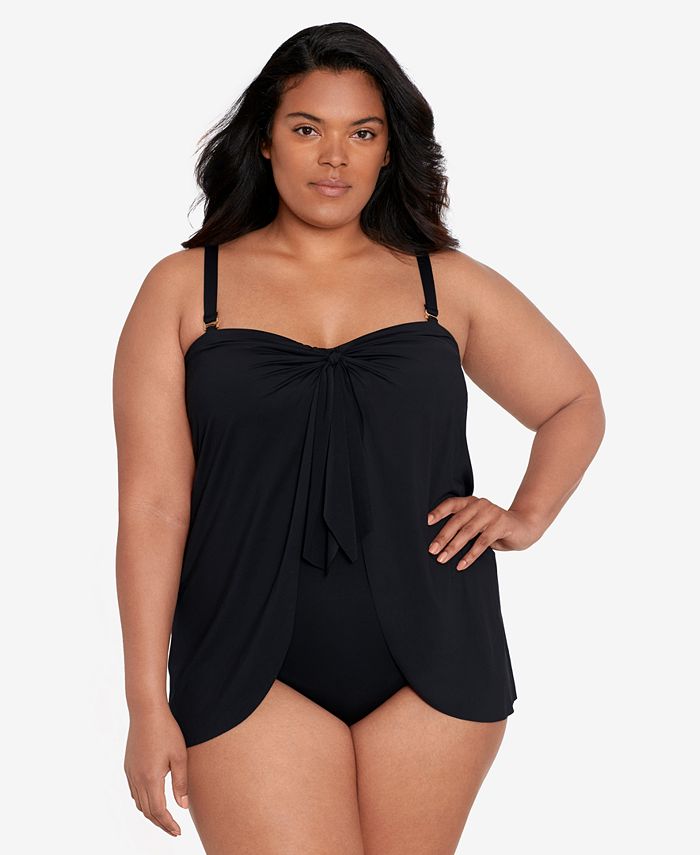 Lauren Plus Size Bandeau One-Piece Swimsuit - Macy's