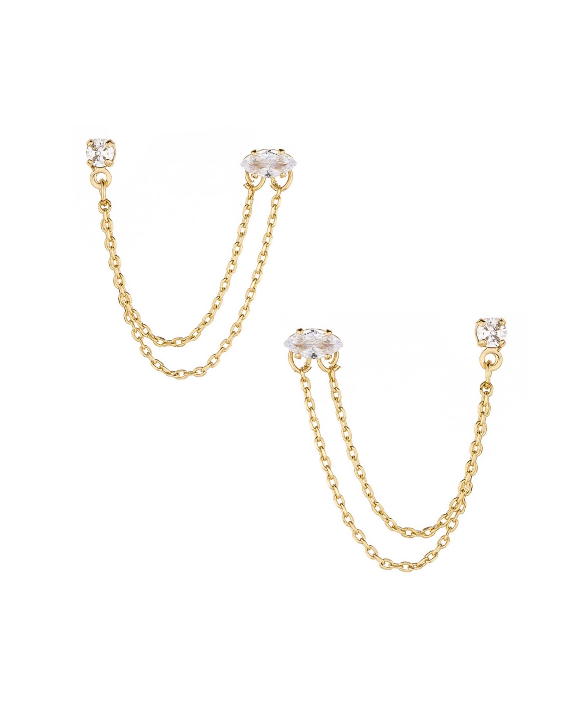 Shop Ettika 18k Gold Plated Brass Double Pierced Earrings In Clear,gold