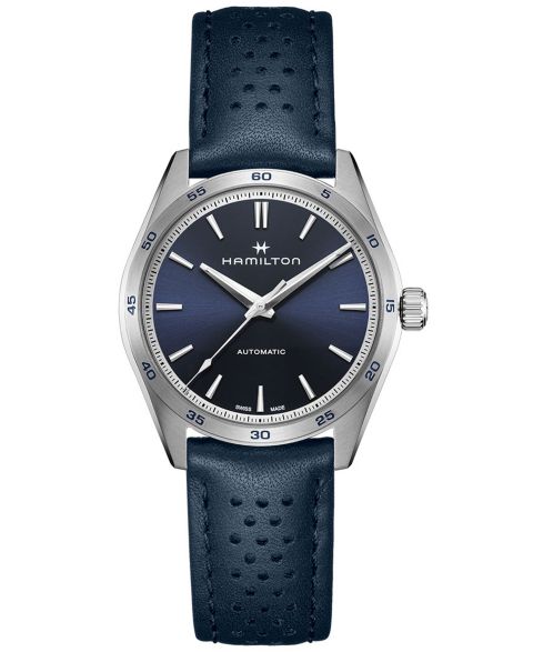 Женские часы Hamilton Swiss Automatic Jazzmaster Performer Blue Leather Strap Watch 38mm