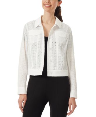 Jones New York - Women's Eyelet Cotton Button-Front Jacket