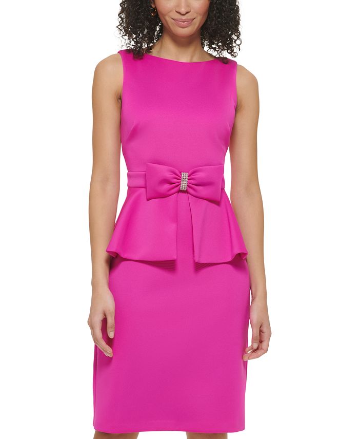 Jessica Howard Women's BoatNeck Sleeveless Peplum BowTrim Dress Macy's