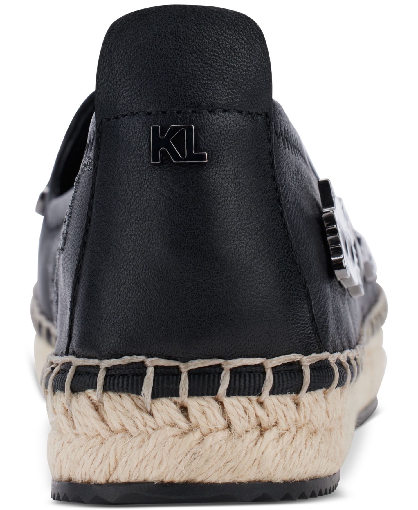 Женские балетки KARL LAGERFELD PARIS Michaela Embellished Slip-On Espadrille Flats, цвет: Чёрный — фото 3