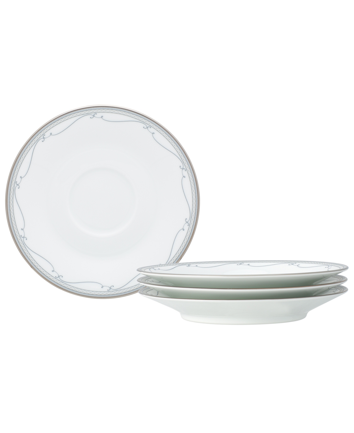 Noritake Satin Flourish 4 Piece Saucer Set, Service For 4 In White