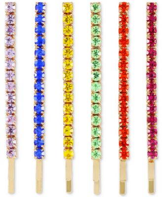 GUESS - 6-Pc. Gold-Tone Rainbow Pride Stone Bobby Pin Set
