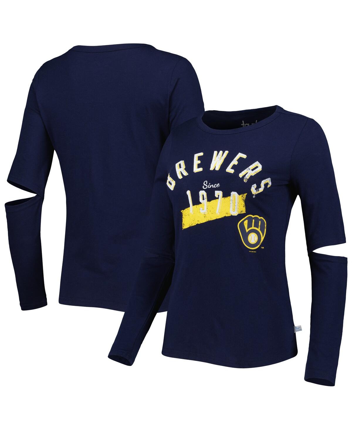 Women's Touch Navy Milwaukee Brewers Formation Long Sleeve T-shirt - Navy