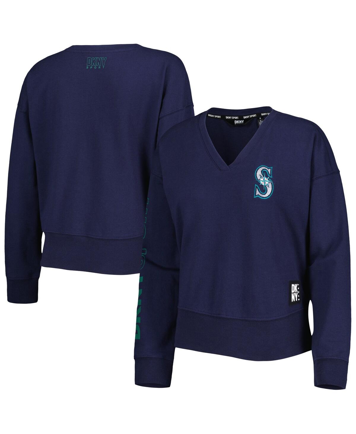 Dkny Women's  Sport Navy Seattle Mariners Lily V-neck Pullover Sweatshirt