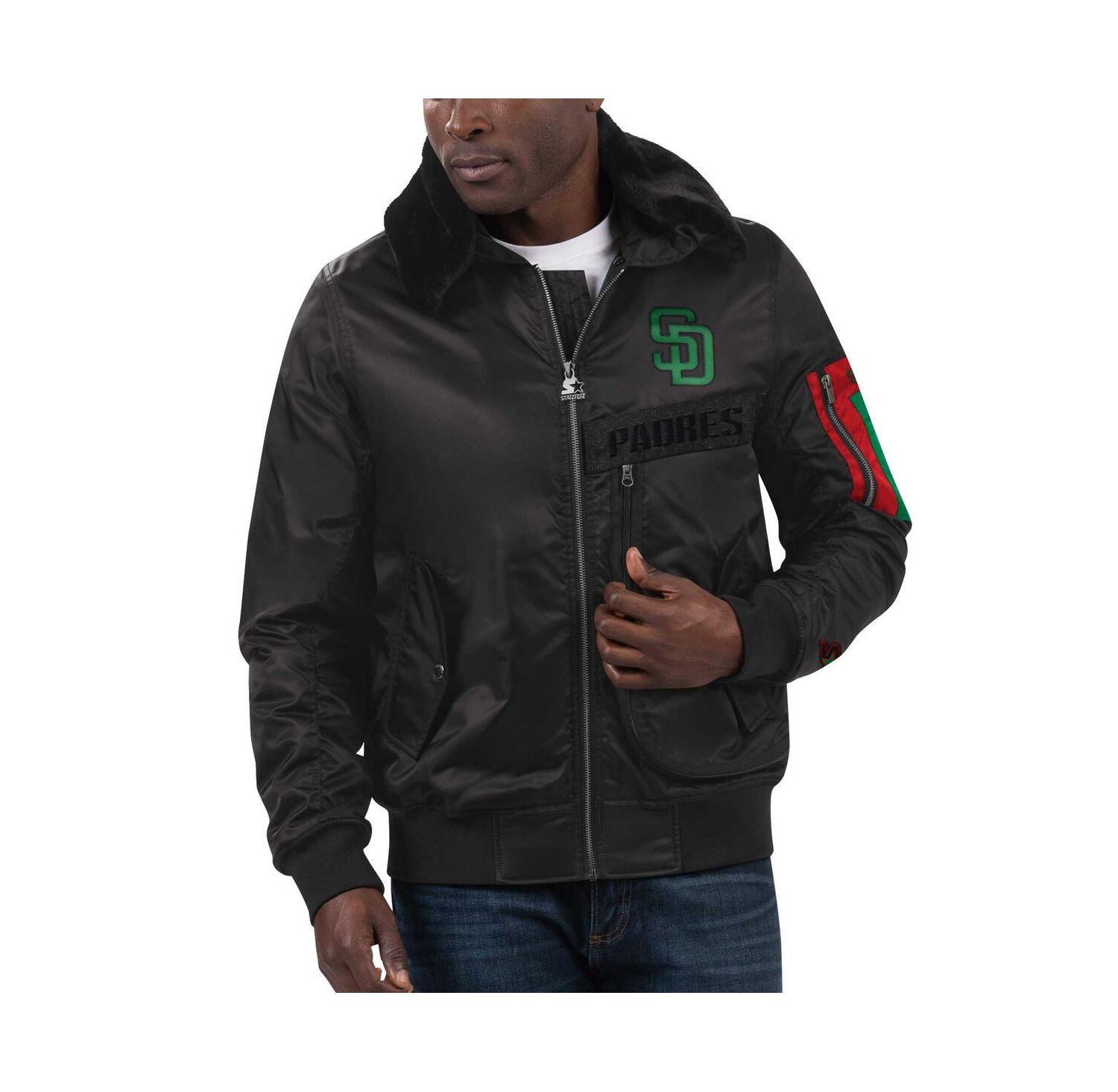 Men's x Ty Mopkins Black San Diego Padres Black History Month Satin Full-Zip Jacket