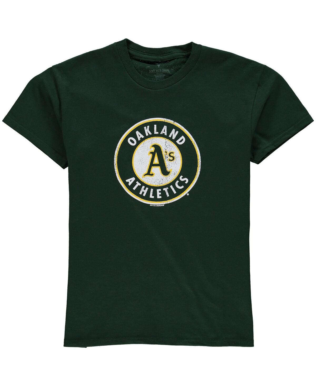 Soft As A Grape Kids' Oakland Athletics Big Boys And Girls Distressed Logo T-shirt In Green