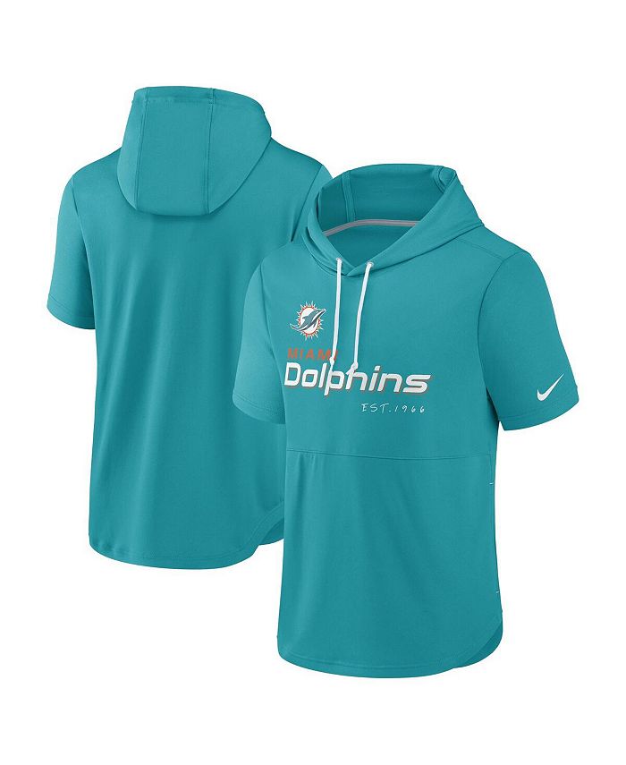 Nike Men s Aqua Miami Dolphins Short Sleeve Pullover Hoodie Macy s